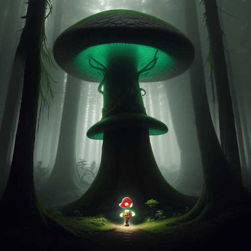 AI generated: Super Mario embarks on a daring mushroom-hunting adventure deep within a mystical forest. The forest...