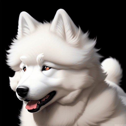 AI generated: samoyed dog black background for my phone lockscreen