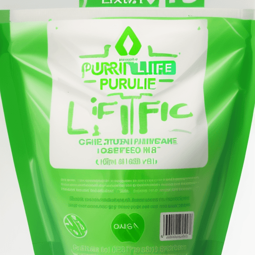 AI generated: A vitamine-gum-package with a clear lettering "PureLife Labs" which is readable
