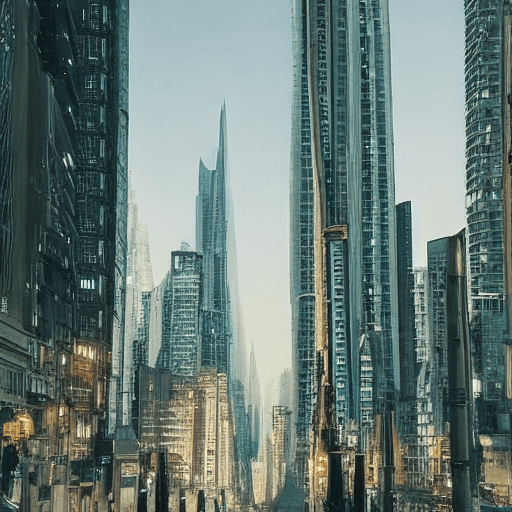 AI generated: /imagine prompt: A futuristic city in the night and it can be see the stars and the moon. Also there...