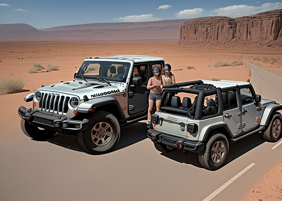 AI generated: All Tourist with their own Jeep, ready for a relaxing and enjoyable road trip. They are all smiling ...