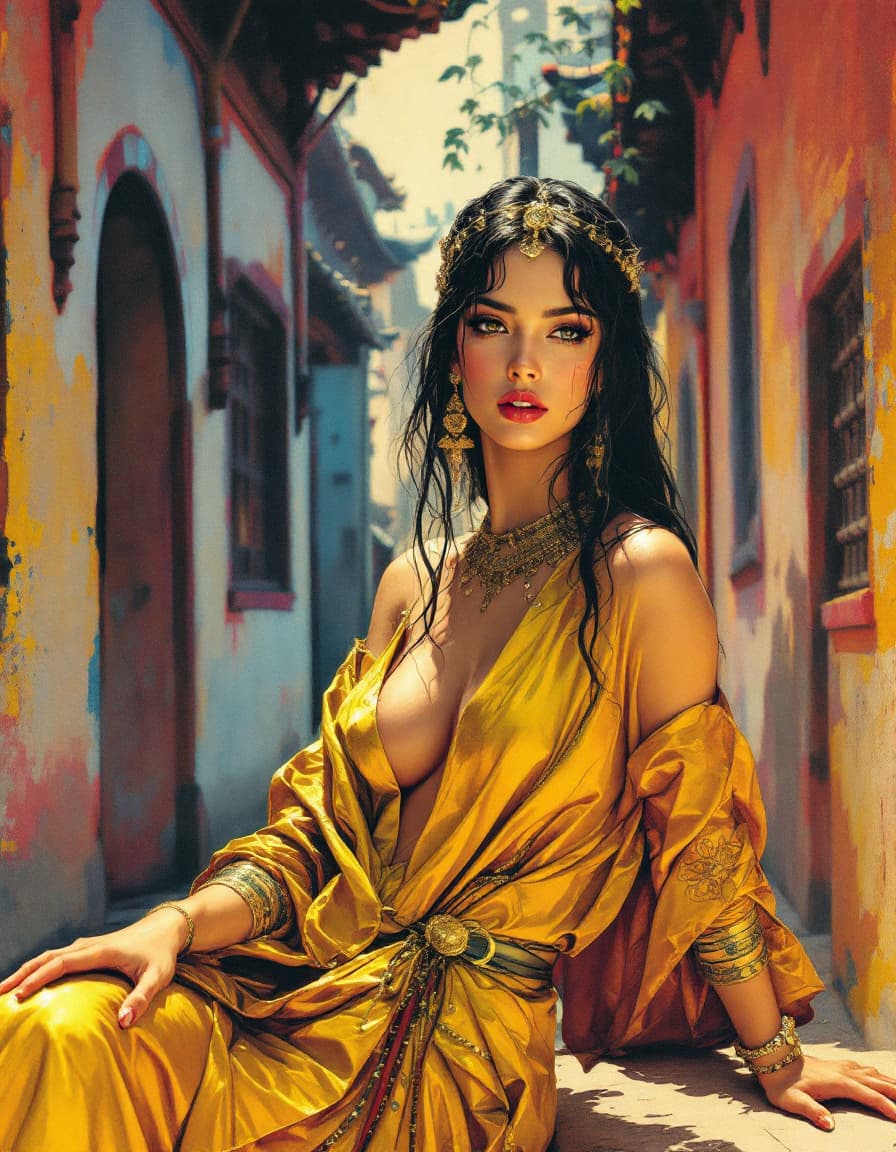 AI generated: Kay Nielsen, Basil Gogos, Alberto Savinio, James Gurney, Surrealism, Egyptian Queen fresh model, stu...
