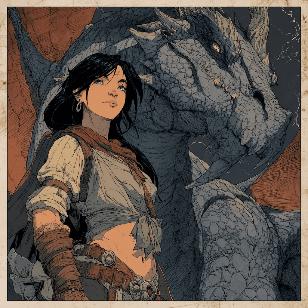 AI generated: Brave and kind-hearted, full body short of young beautiful black hair barbarian woman with her huge ...