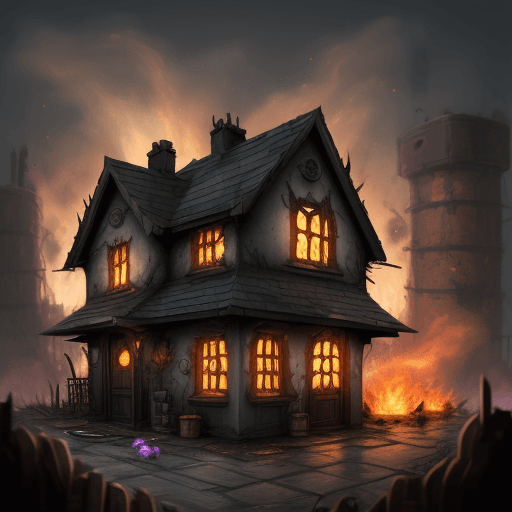 AI generated: Annie league of legends angry burn house see annie and tibbers