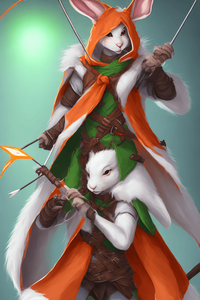 AI generated: female d&d harengon, female dnd rabbitfolk, female d&d anthro rabbit :: white fur with light orange ...