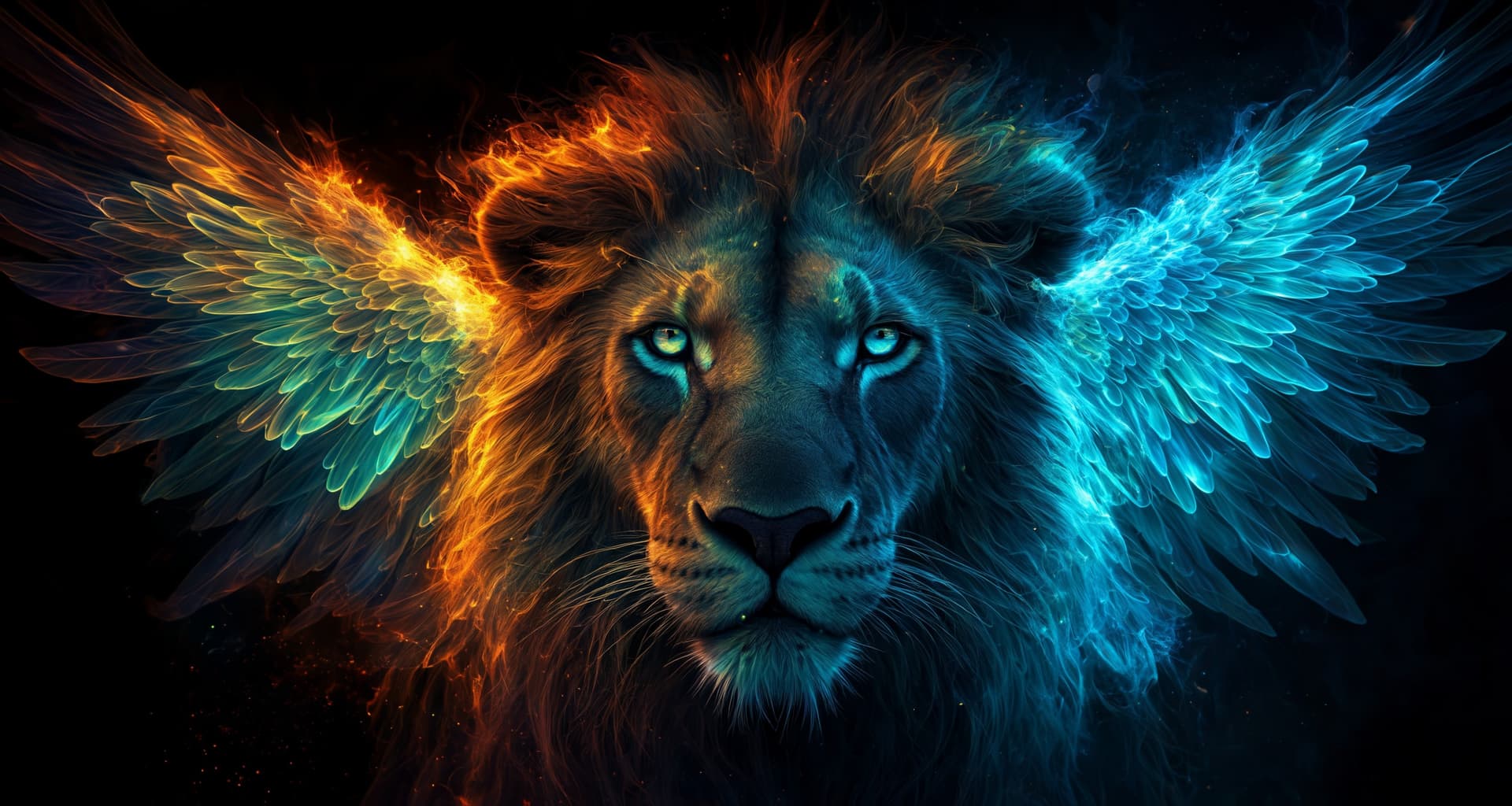AI generated: magic realism  masterpiece , x ray  animal totem, translucent  lion, glowing , luminism ,bioluminesc...