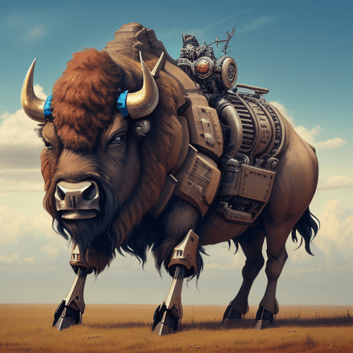 AI generated: mechanical bison on the plain