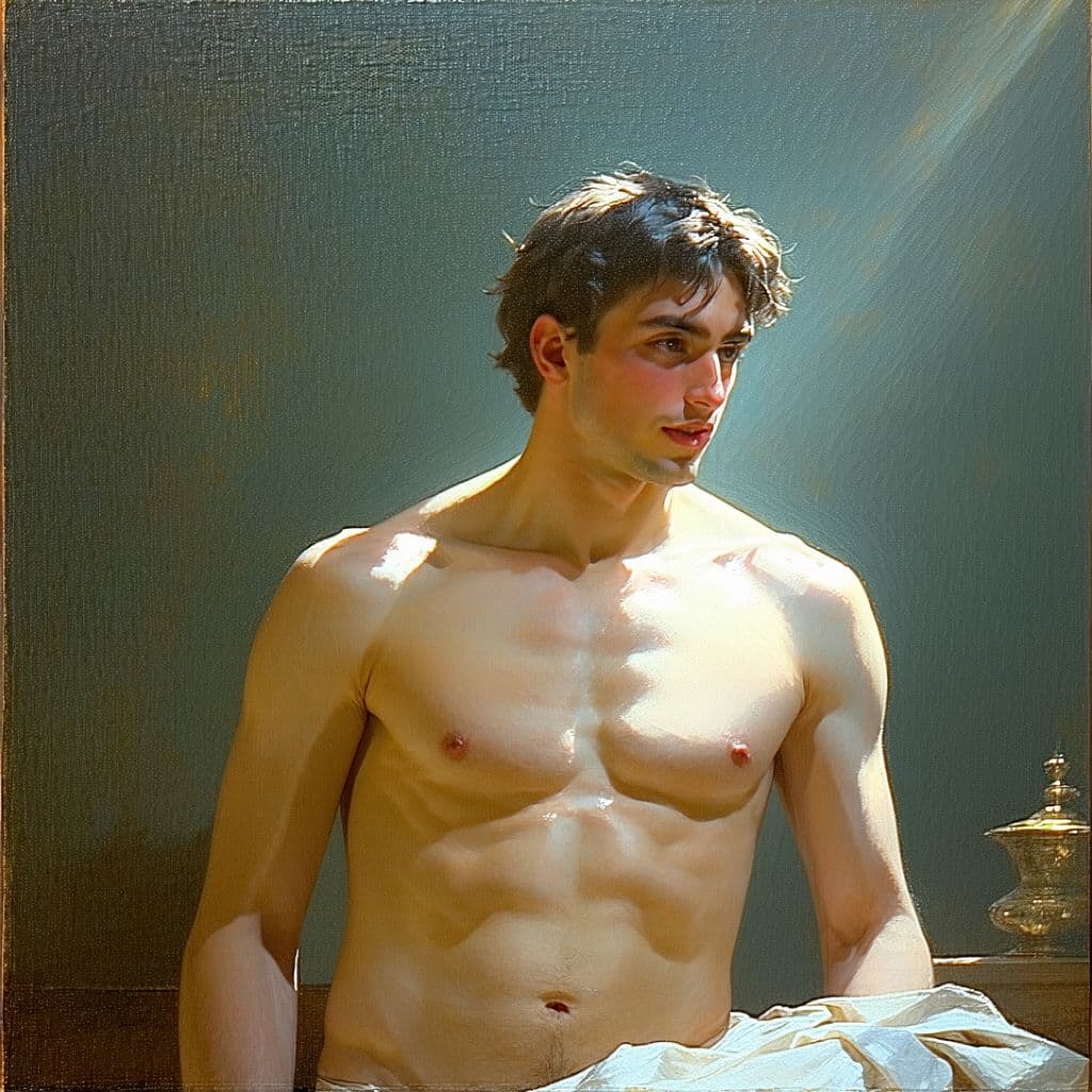 AI generated: uomo nudo con pene eretto