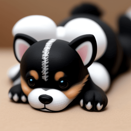 AI generated: perro pequeño lindo negro adorable con nariz pequeña y manchas blancas
