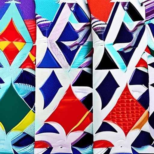 AI generated: capas de tela de diferentes colores,  figura cosida a mano con un hilo de algodón, pieza textil que ...