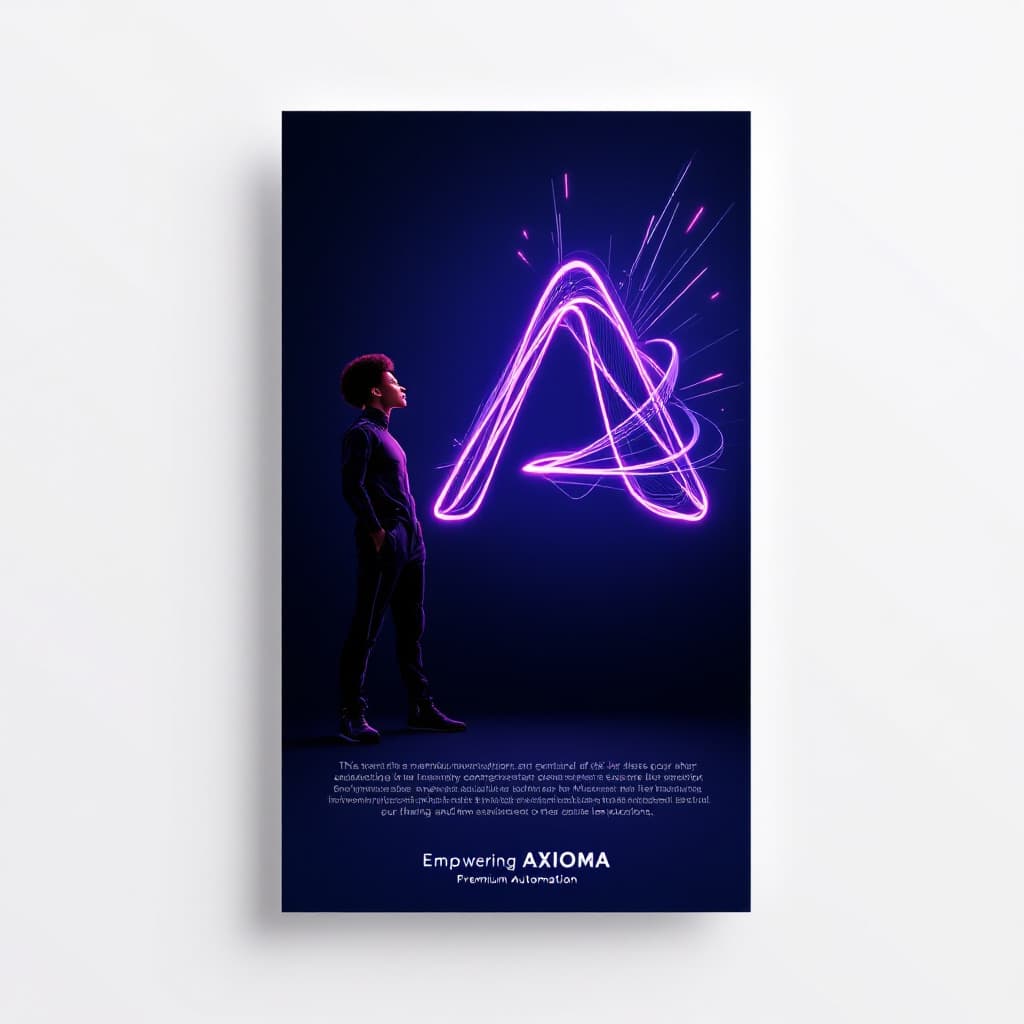AI generated: A modern, futuristic digital flyer for AXIOMA, a premium automation brand, designed in a 16:9 aspect...