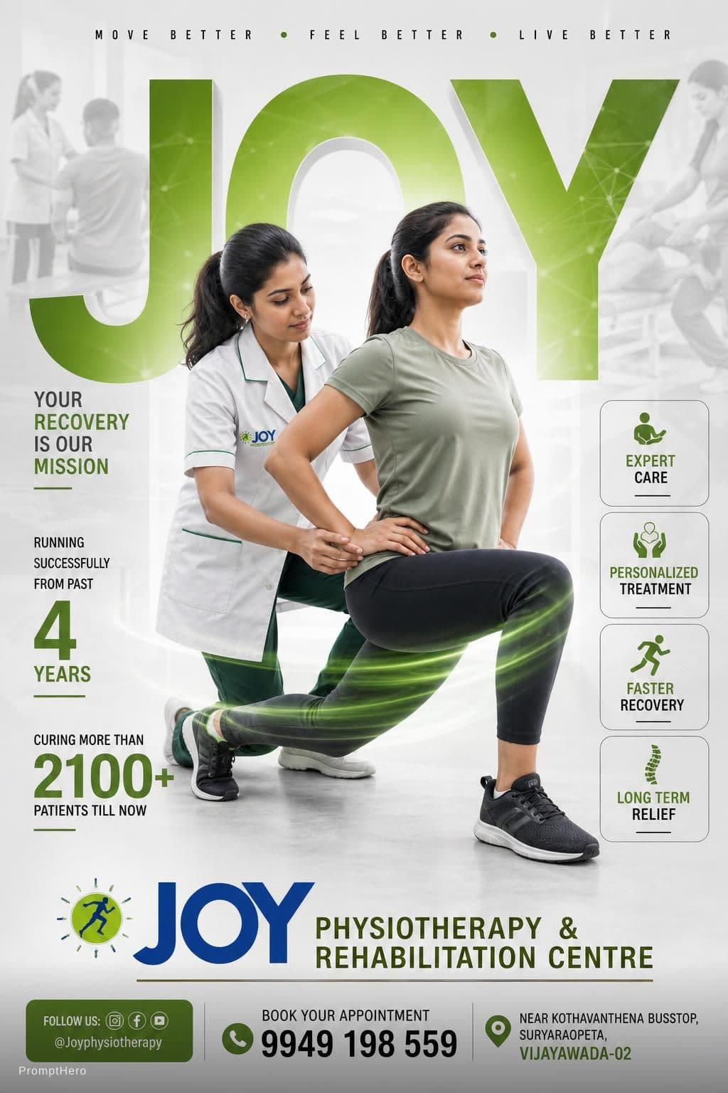 AI generated: Create a jaw-dropping premium advertising poster in 4:5 vertical format for a Joy Physiotherapy Reha...
