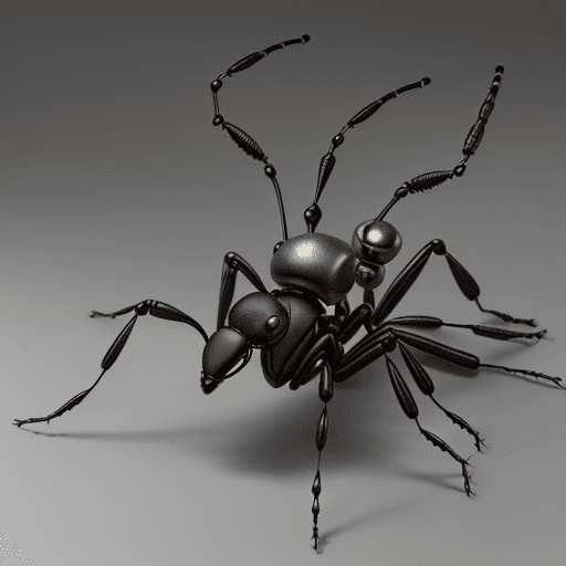 AI generated: iron ant, weevil, robot, detailed robot, weevil robot model detail, black weevil, robot, no antennae