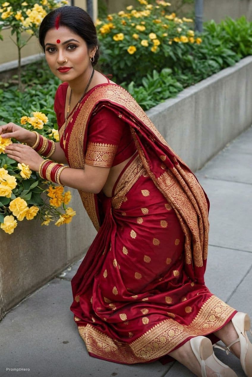 AI generated: Indian married saree women 
