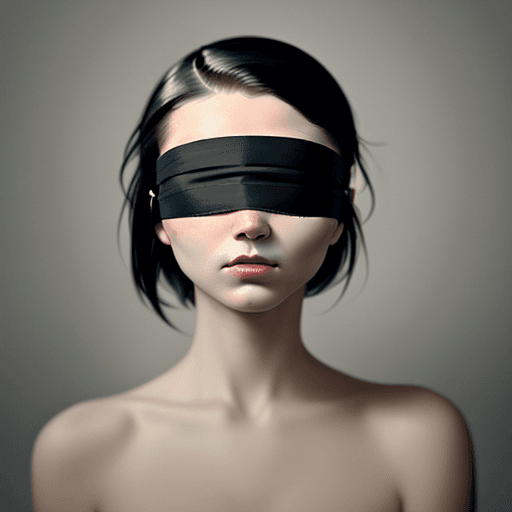 AI generated: a fine art cinematic photography portrait of a women, blindfolded with a brushstroke, face straight ...