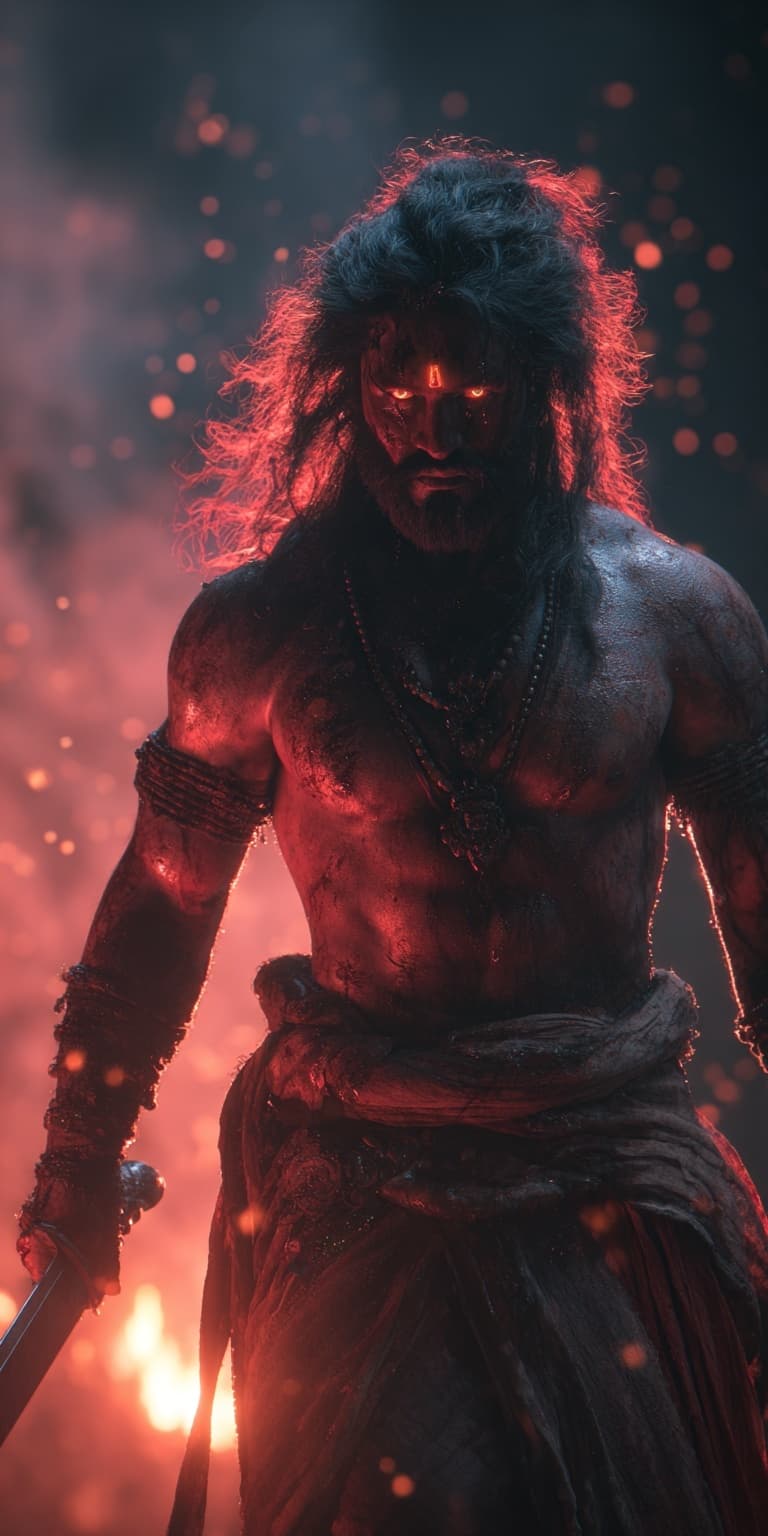 AI generated: Hyperrealistic full body portrait shot with Arri Alexa XT Studio lens 50mm ,of Ashwatthama, from Mah...