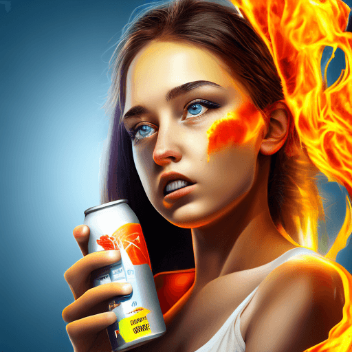 AI generated: girl in the image of energy drink "burn" hi-tech style photorealistic 4k