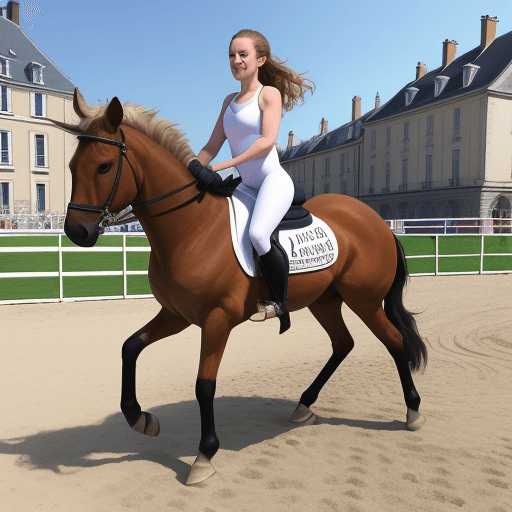 AI generated: Élisabeth ro  en mode gymnaste sur Cheval d'arçons zebre