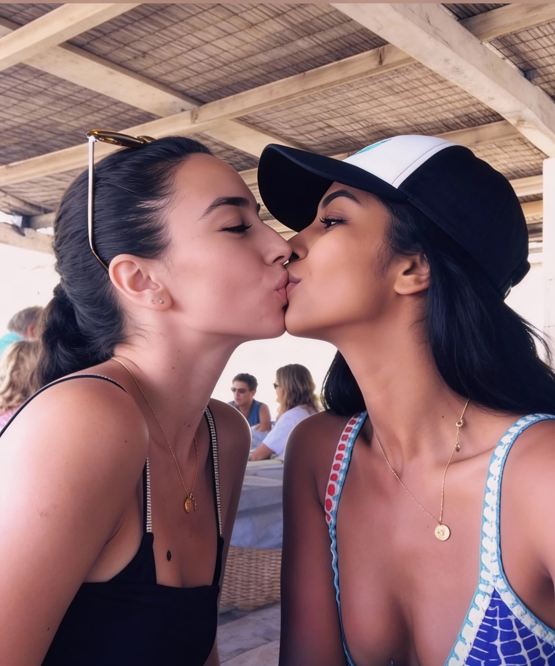 AI generated: Passionnate frenc kiss