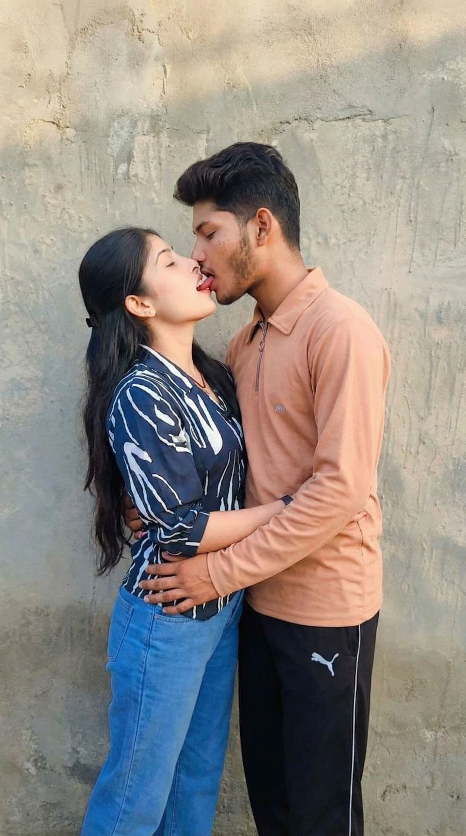 AI generated: passionate open mouth kissing