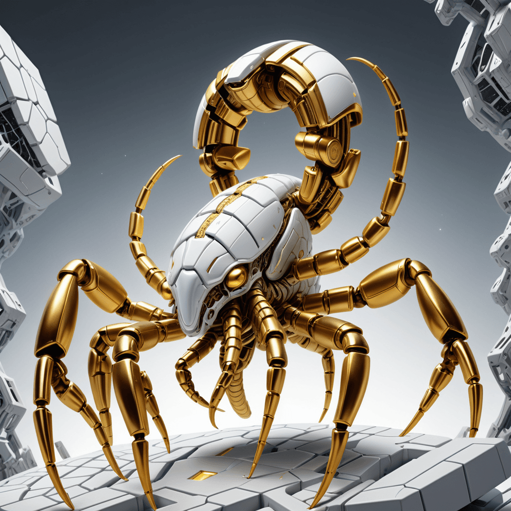 AI generated: cyber scorpion, (highly detailed mattepainting in a microscopic surface:1.1), style of grid electron...