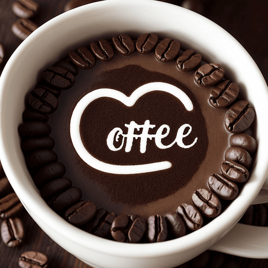 AI generated: written shaped coffee text ("stable") made of coffee beans