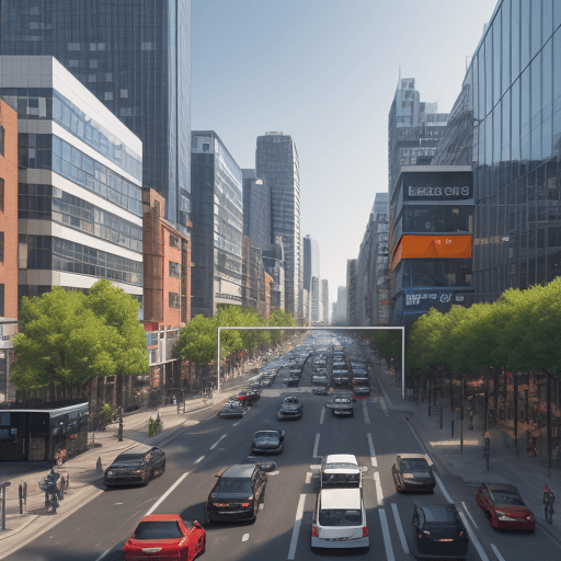 AI generated: Create an image that captures the essence of a city in which technology becomes the engine that driv...