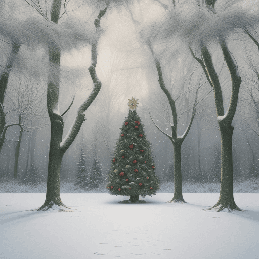 AI generated: a christmas themed winter woodland backdrop with snow