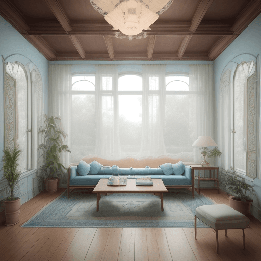 AI generated: High resolution photography interior design, dreamy sunken living room conversation pit, wooden floo...