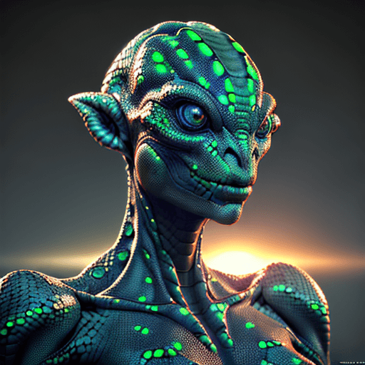 AI generated: Ultra realistic reptilian humanoid alien, humanoid body structure, intelligent eyes, detailed scales...