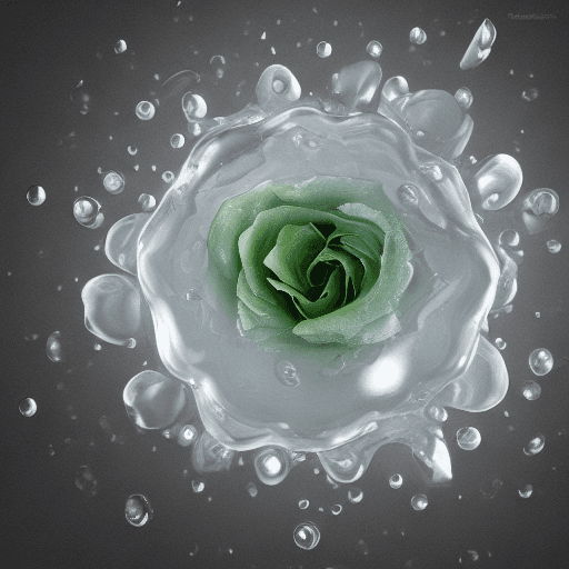 AI generated: Water shape in the shape of a rose, crystal clear, very creative, flower-like liquid, each petal is ...