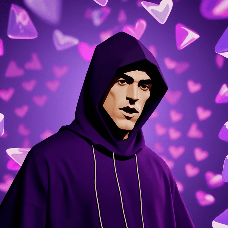 AI generated: low-poly style in style of trap music video grainy closeup still of glowing bokeh, focus on his face...