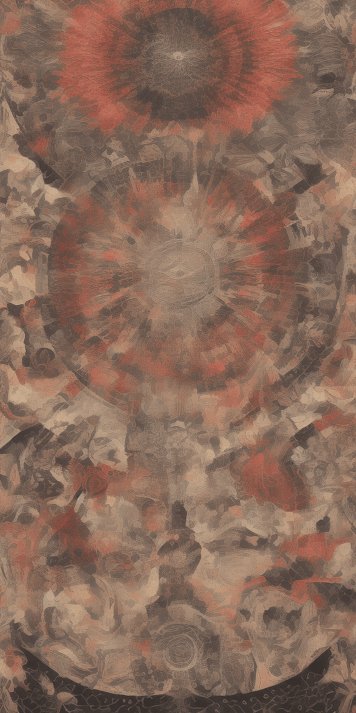 AI generated: crimson infographic of the creation of the sun/chart/schematics/measurements/marginalia/abstract/tar...