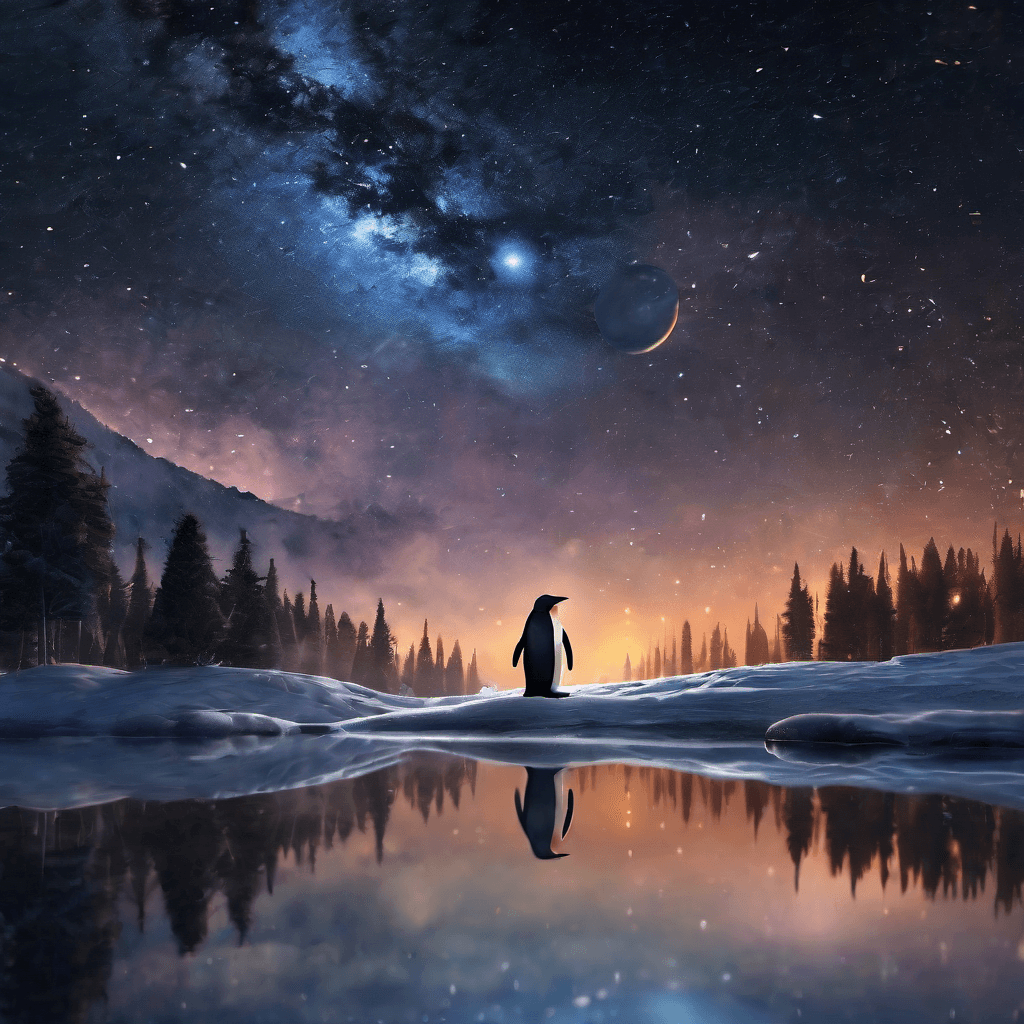 AI generated: ((masterpiece)), ((best quality)), extremely detailed 8k wallpaper, penguin (1, magical, young, baby...