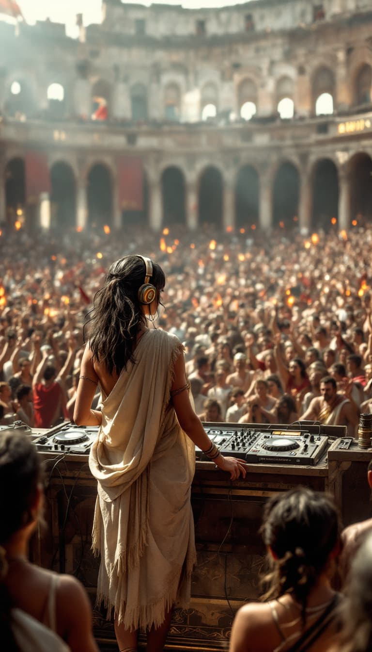 AI generated: from a point of view perspective, Create a vibrant and lively scene set in the year 300 AD, inside t...