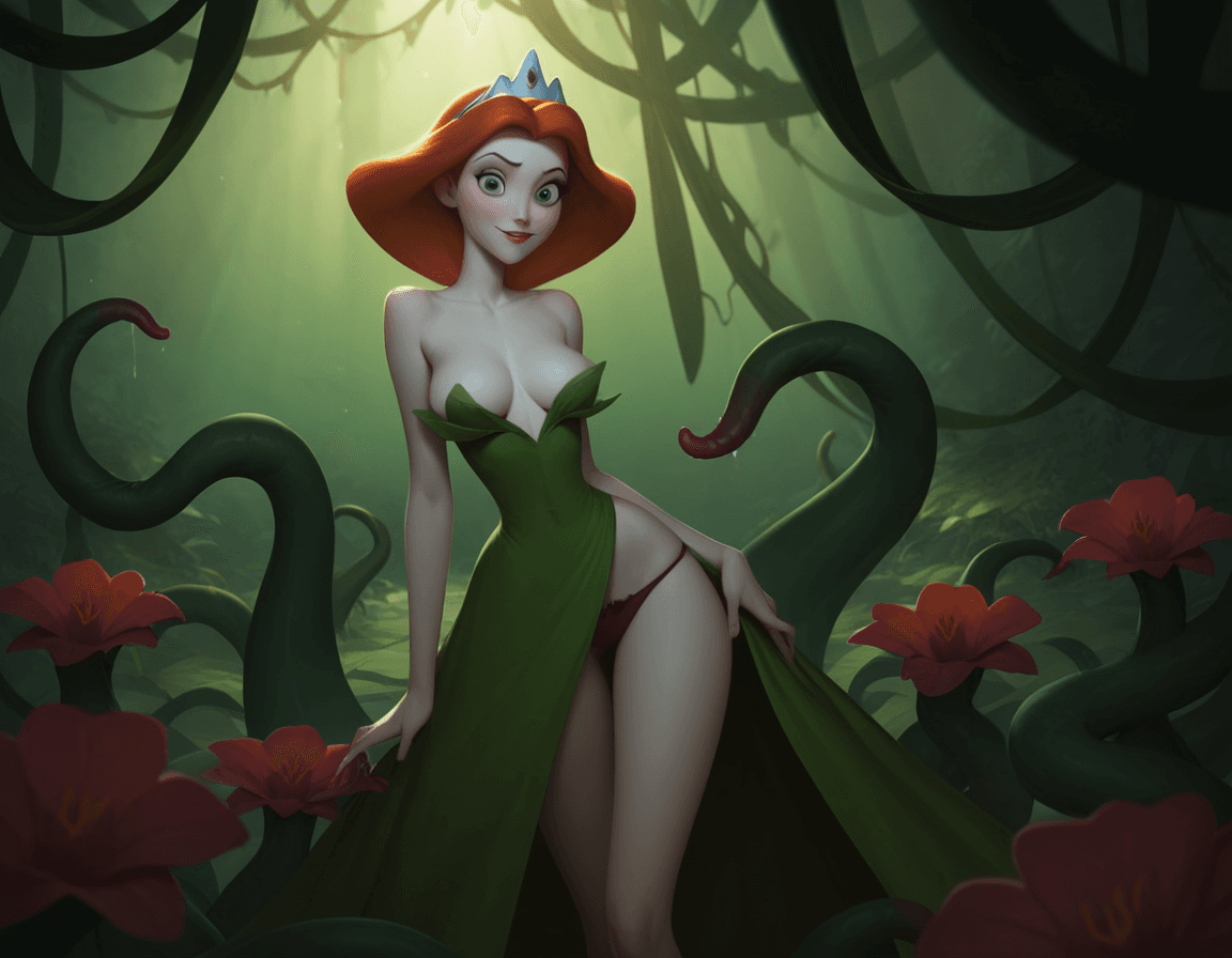 AI generated: score_9, score_8_up, score_7_up, Disney, Princess, adult theme, enchanted forest, princess_dress, pa...