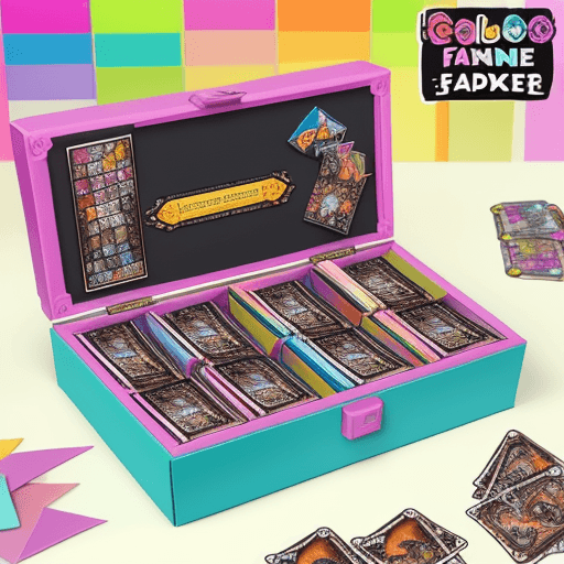 AI generated: Header for my youtube channel about papercrafting deck box for trading card game fun, colorfull, sim...
