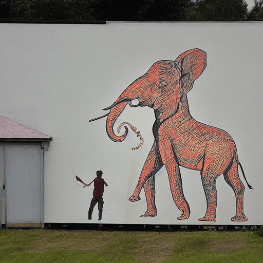 AI generated: un éléphant qui se balancer sur une toile d'araignée 