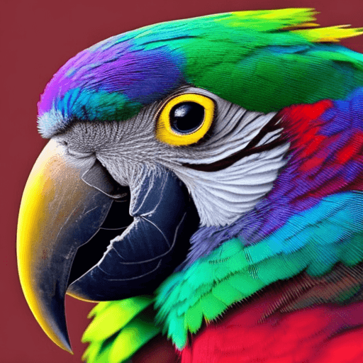 AI generated: macro shot, cinematic photo of parrot, colorful, dark shot, film grain, (((facing viewer))), 64 bits...