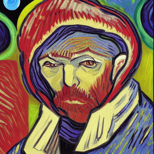 AI generated: expressionist painting of man trapped in his thoughts, van gogh style


