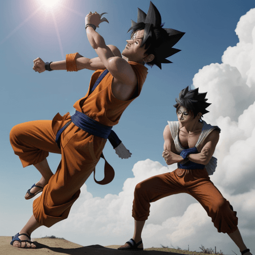 AI generated: goku, luffy, naruto, deku in combat posture