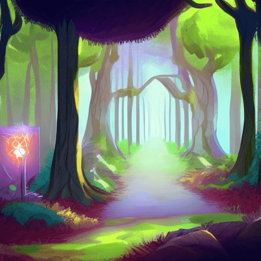 AI generated: Illustration of A entrance forest. 80s theme, video game theme, light, HD