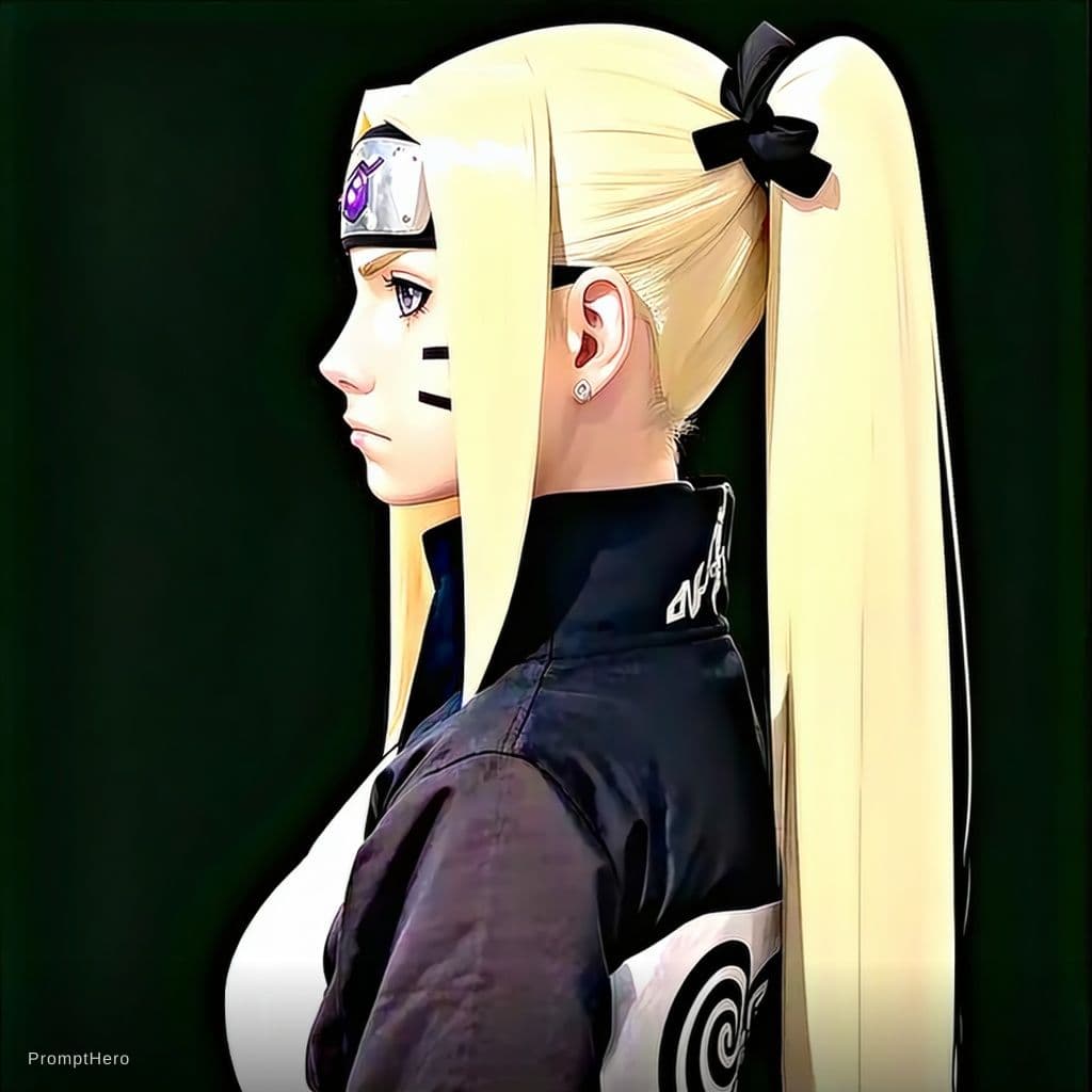 AI generated: High-quality anime illustration: Tsunade from “Naruto”, She has long blonde hair tied into two low p...