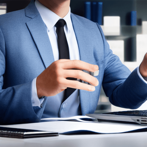 AI generated: Business Man holding computer