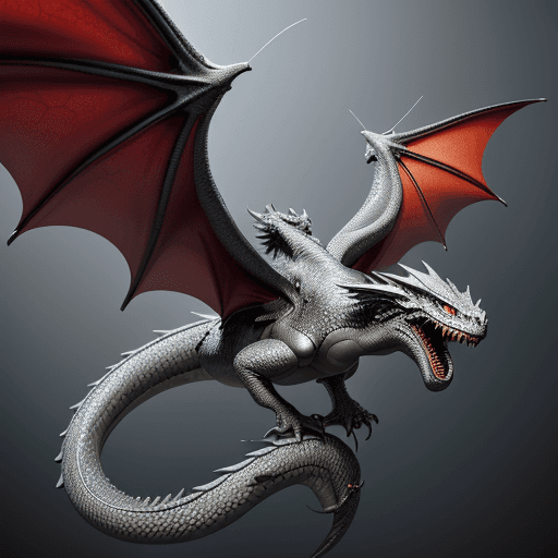 AI generated: silver flying dragon, hiperrealistic, 8k, High quality picture. Detailed picture. Masterpiece. ArtSt...