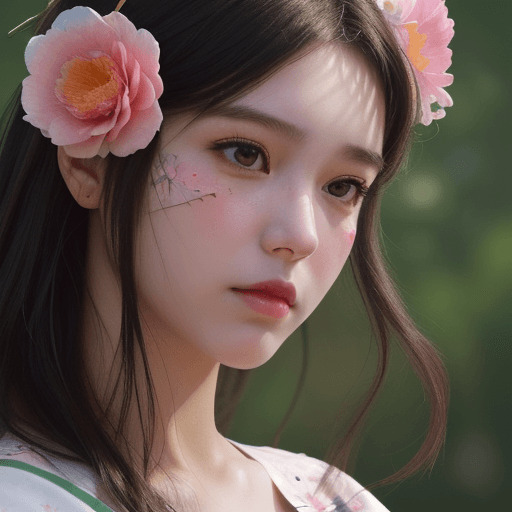 AI generated: picture of a girl dressed in flowers, in the style of artgerm, loose linework, lush and detailed, de...