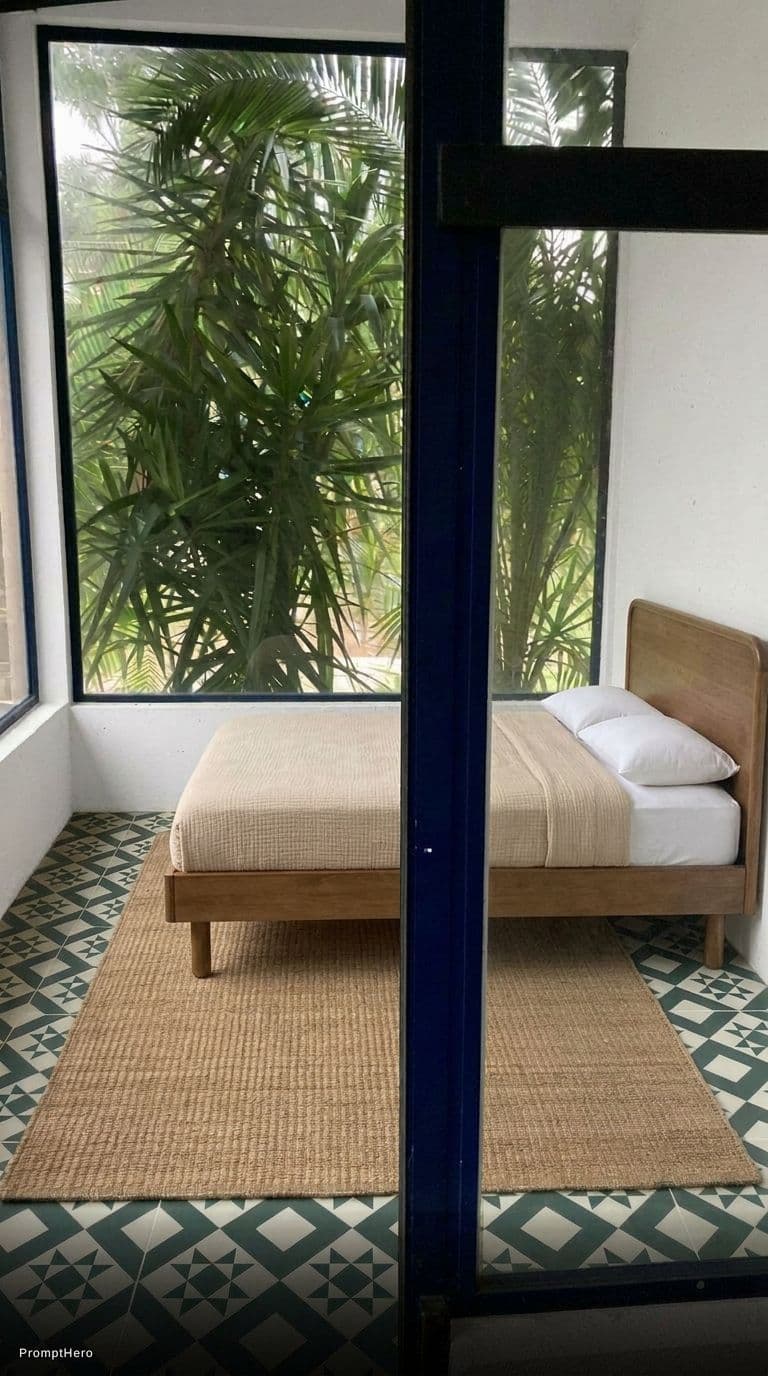 AI generated: add this bed on the right corner 
