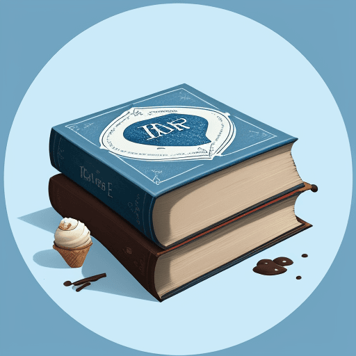 AI generated: a book, cover, ice cream, recipes, blue color, Harry Potter style book, simple, in the style of Pixa...