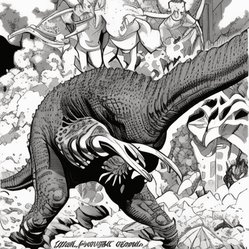 AI generated: A dinosaur eating popcorn in comic art for children. not a scary crab. a very cute crab please. 
