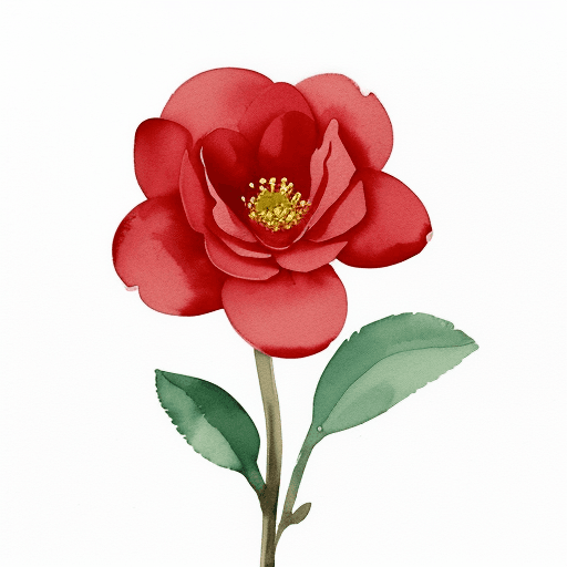 AI generated: illustration. Single red wild flower on a white background, simple, watercolour, hand drawing, --ar ...